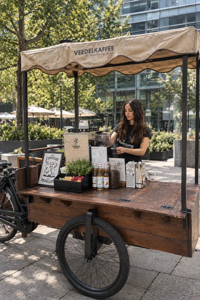 Coffee bike at a trade fair in Cologne